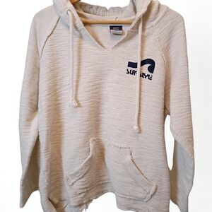 MV Sport Surf Style Hoodie Medium Off White Oversized Beach Graphic Pullover
